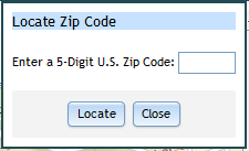 Enter Zip Code Box Example The zip code dialog box will be displayed.