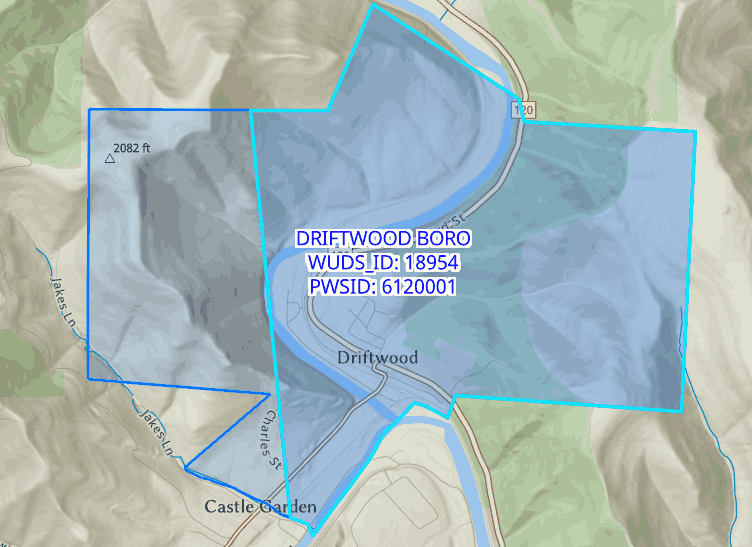 Service area after the cut has been applied