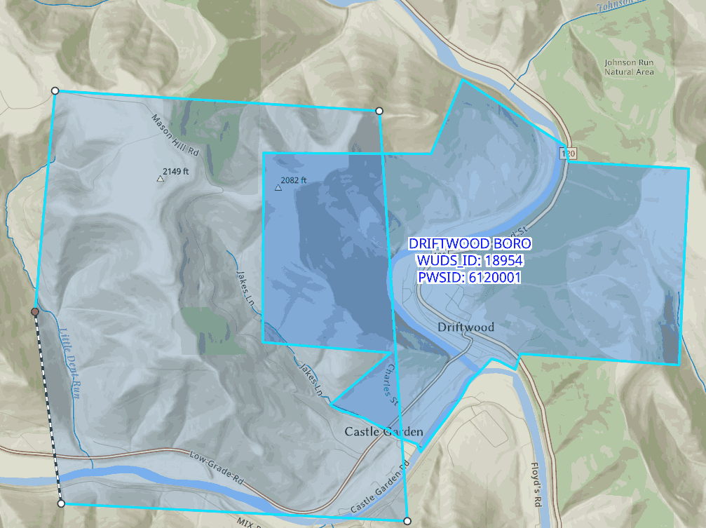 Drawing a cut polygon over the service area