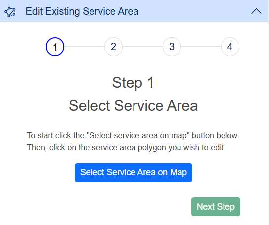 Select Service Area on Map button