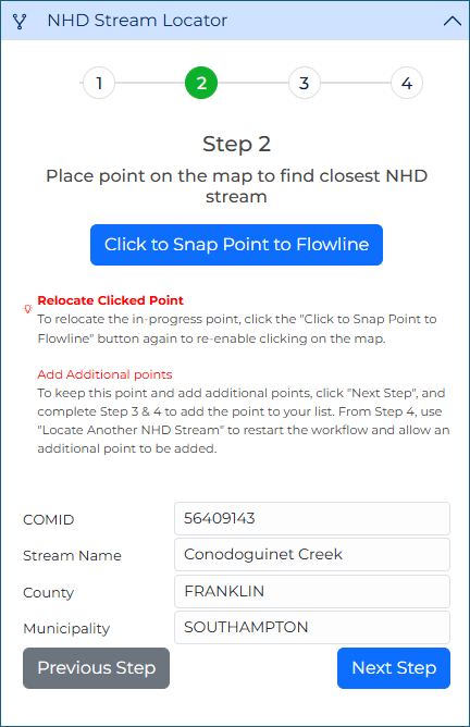 nhdlocator- step 2 loaded location